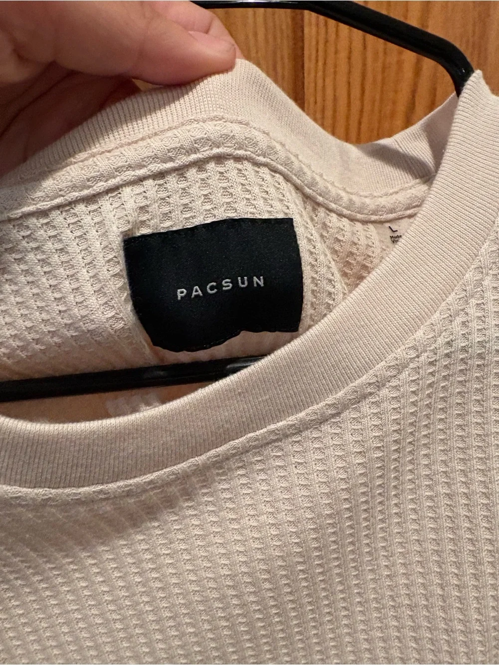 PacSun Men’s Waffle Crewneck Sweater in Cream